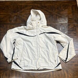 Columbia Cream Hooded Jacket with Black Accents